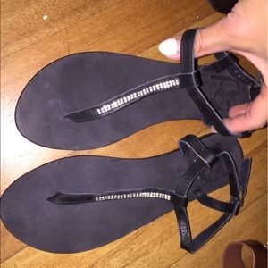 Pilar Abril black sandals thongs gems jewels 7